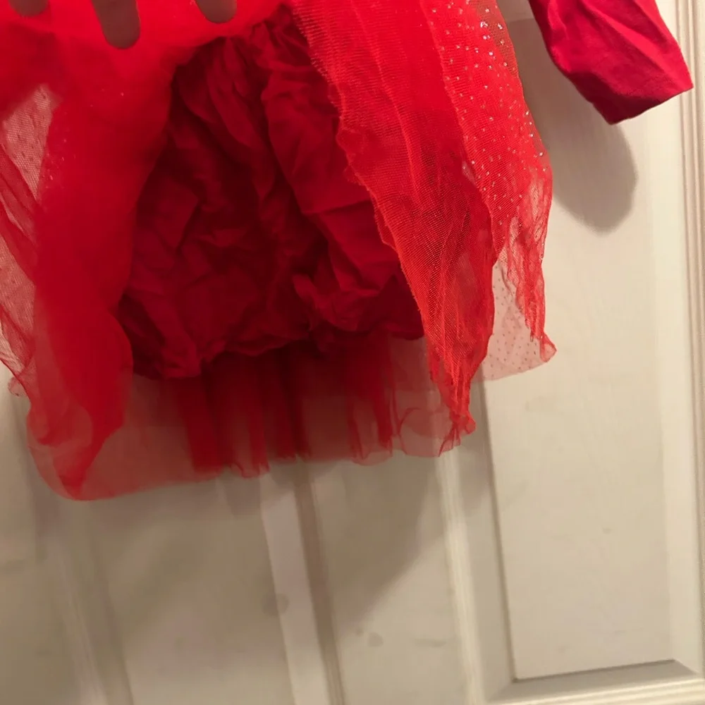Festive Red long sleeve Tutu Dress with Reindeer Design - size 12-18 months